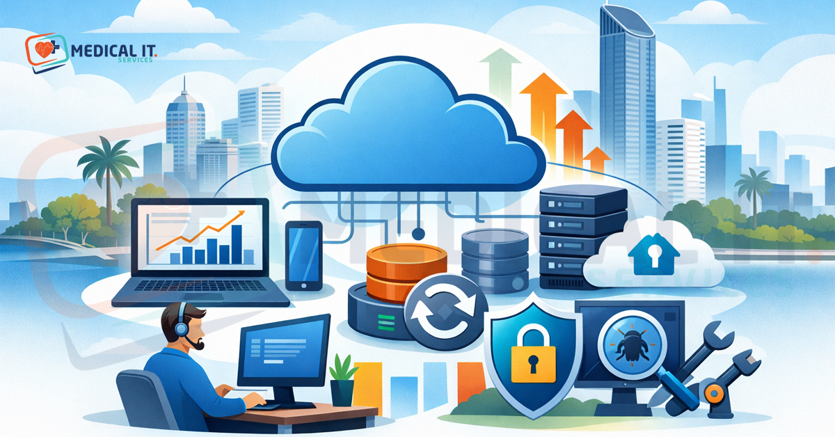 Small business IT support Brisbane illustration concept